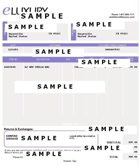 Louis Vuitton Template Receipt